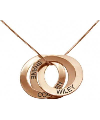 Personalized 925 Sterling Silver Russian Ring Necklace Custom with 3 Names Rose Gold $20.23 Necklaces