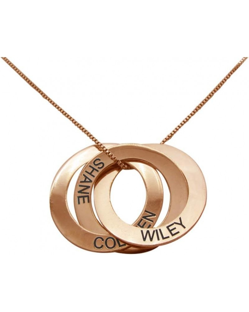 Personalized 925 Sterling Silver Russian Ring Necklace Custom with 3 Names Rose Gold $20.23 Necklaces