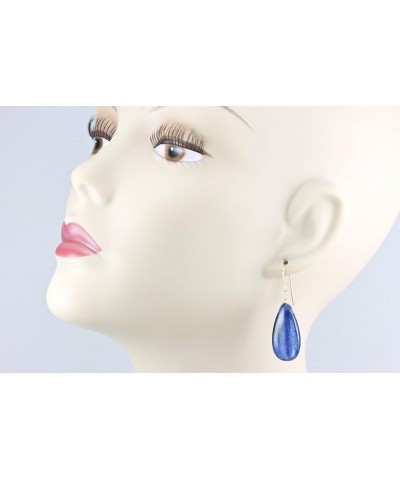 Kyanite Earrings Deep Blue Large Fat Smooth Wide Teardrop Dangle Drops gold-filled $16.80 Earrings