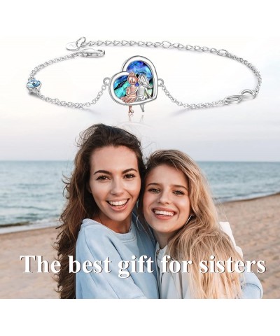 AOBOCO Sister Bracelet/Anklet Sterling Silver Jewelry Gifts for Sister Twins BFF Friends Forever 02-two sisters-abalone $18.8...