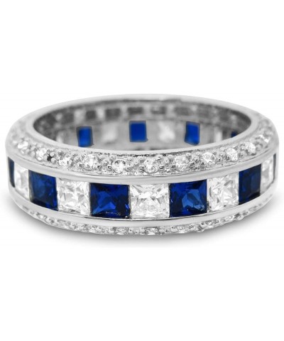 His Hers Sterling Blue Sapphire CZ Bridal Wedding Band Engagement Ring Set Him Her Her 12 - His 14 $59.40 Sets