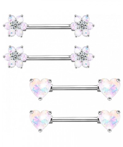 14G Opal Flower CZ Nipple Barbell Nipple Ring Piercing Jewelry for Women Color 7 $8.39 Body Jewelry