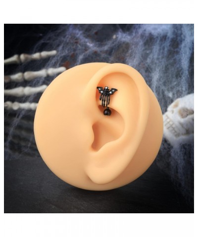 Black Bat Skeleton Rook Earrings Hallween Rook Piercing Skull Hand 16 Gauge Rook Jewelry 8mm 16g Curved Rook $9.95 Body Jewelry