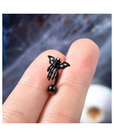 Black Bat Skeleton Rook Earrings Hallween Rook Piercing Skull Hand 16 Gauge Rook Jewelry 8mm 16g Curved Rook $9.95 Body Jewelry