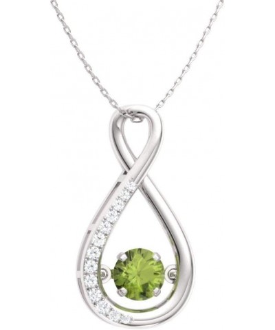 Natural and Certified Gemstone and Diamond Infinity Necklace in 14k Solid Gold | 0.49 Carat Pendant with Chain Sterling Silve...