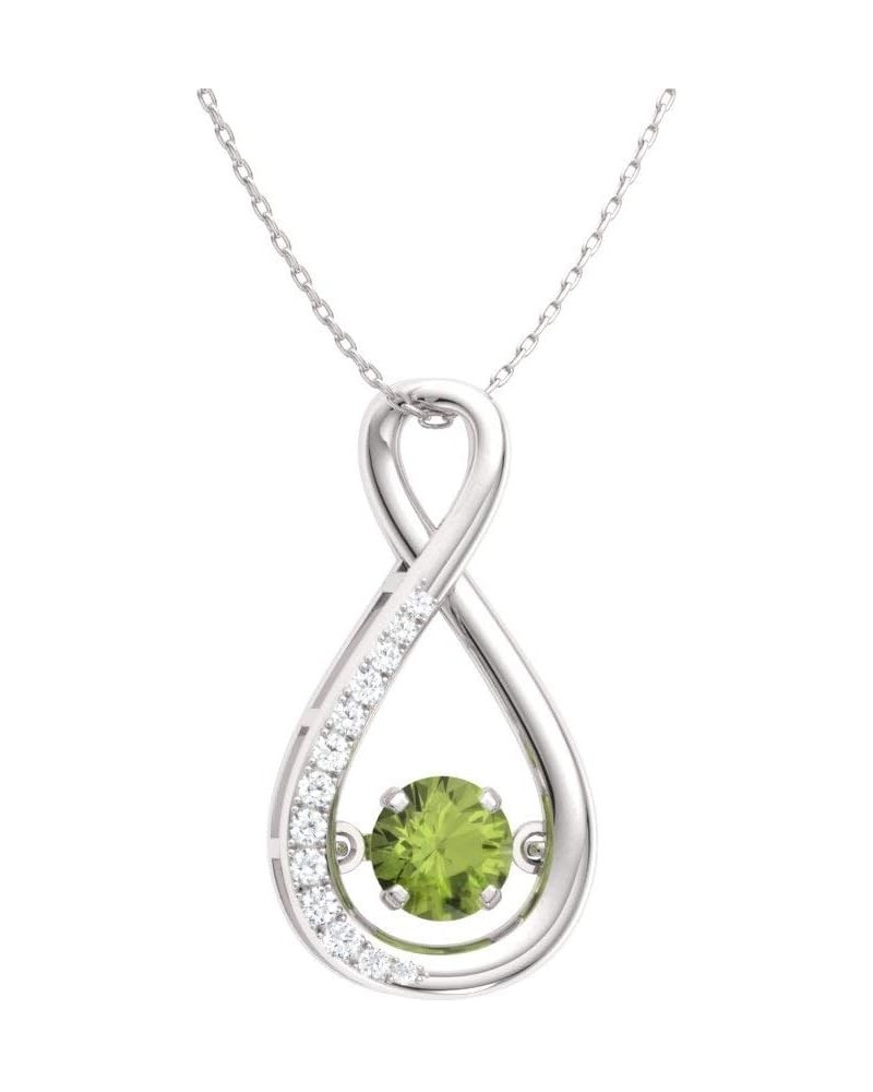 Natural and Certified Gemstone and Diamond Infinity Necklace in 14k Solid Gold | 0.49 Carat Pendant with Chain Sterling Silve...