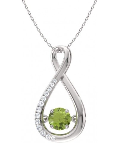 Natural and Certified Gemstone and Diamond Infinity Necklace in 14k Solid Gold | 0.49 Carat Pendant with Chain Sterling Silve...