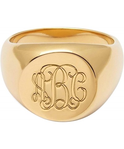 925 Sterling Silver Personalized Large Signet Letter Ring Custom with 3 Monogram Initials Unisex Thick Rings Gold $28.49 Rings