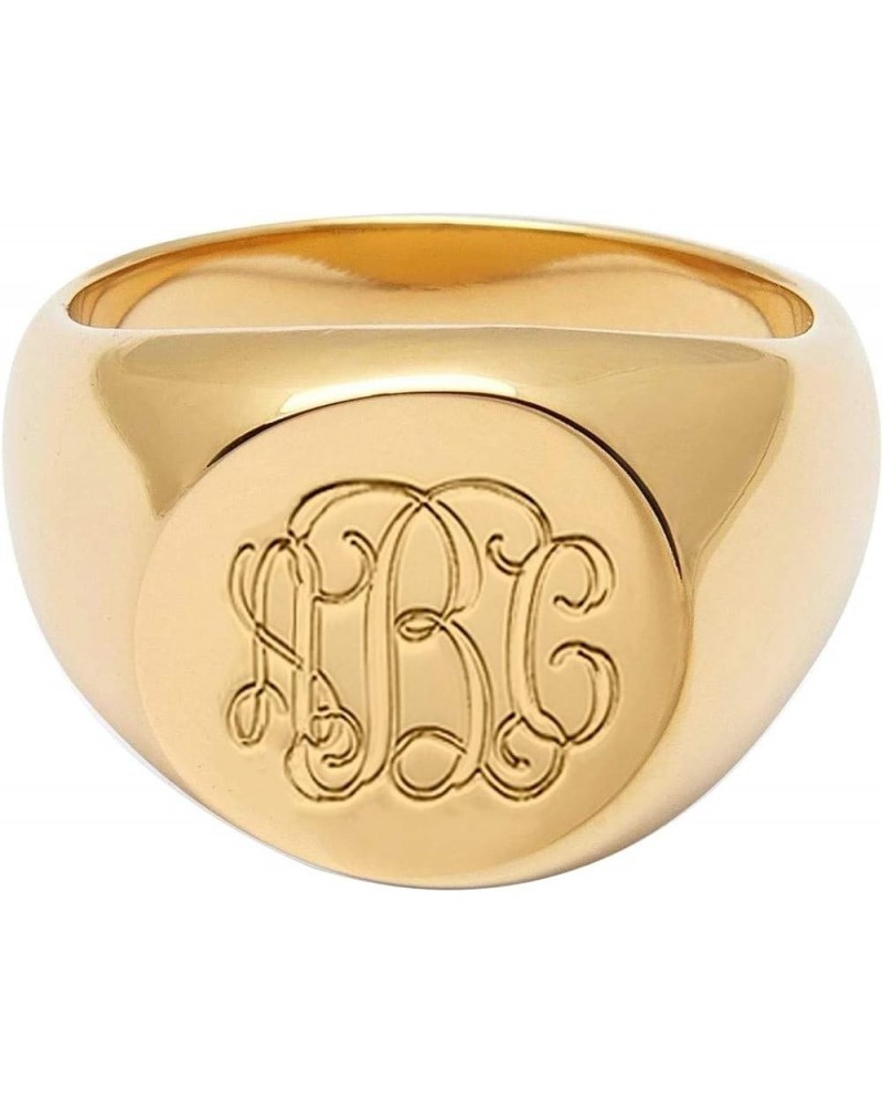 925 Sterling Silver Personalized Large Signet Letter Ring Custom with 3 Monogram Initials Unisex Thick Rings Gold $28.49 Rings