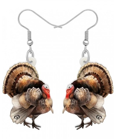 Acrylic Thanksgiving Anime Turkey Chicken Earrings For Women kid Girl Fashion Charm Jewelry Gifts Chocolate $6.04 Earrings