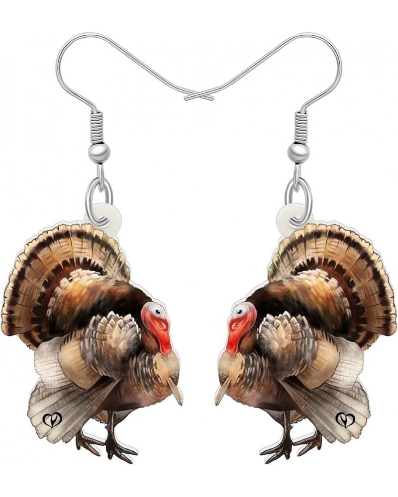 Acrylic Thanksgiving Anime Turkey Chicken Earrings For Women kid Girl Fashion Charm Jewelry Gifts Chocolate $6.04 Earrings