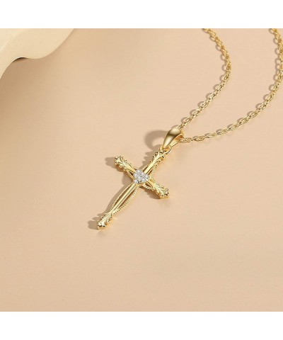 Cross Necklace for Women | Sterling Silver Cross Pendant Necklace | Cubic Zirconia Cross Necklace | Unique Design Heart Middl...