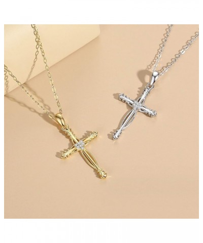 Cross Necklace for Women | Sterling Silver Cross Pendant Necklace | Cubic Zirconia Cross Necklace | Unique Design Heart Middl...