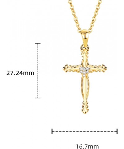 Cross Necklace for Women | Sterling Silver Cross Pendant Necklace | Cubic Zirconia Cross Necklace | Unique Design Heart Middl...