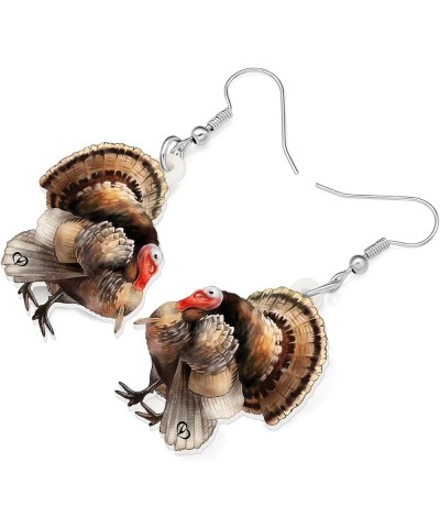 Acrylic Thanksgiving Anime Turkey Chicken Earrings For Women kid Girl Fashion Charm Jewelry Gifts Chocolate $6.04 Earrings