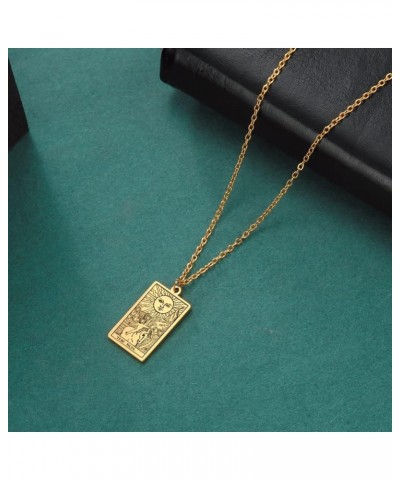 Stainless Steel Tarot Cards Necklace Vintage Tarot Jewelry Good Luck Amulet Pendants for Women Gold-THE SUN $8.66 Necklaces