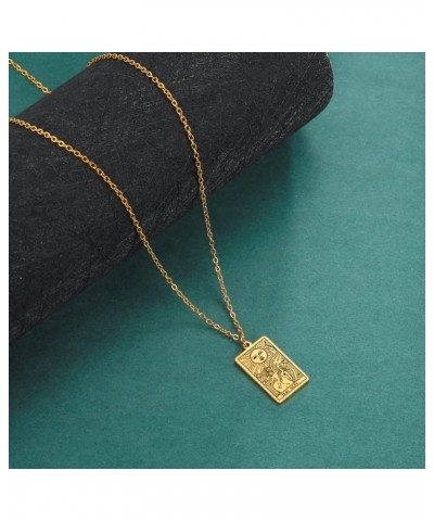 Stainless Steel Tarot Cards Necklace Vintage Tarot Jewelry Good Luck Amulet Pendants for Women Gold-THE SUN $8.66 Necklaces