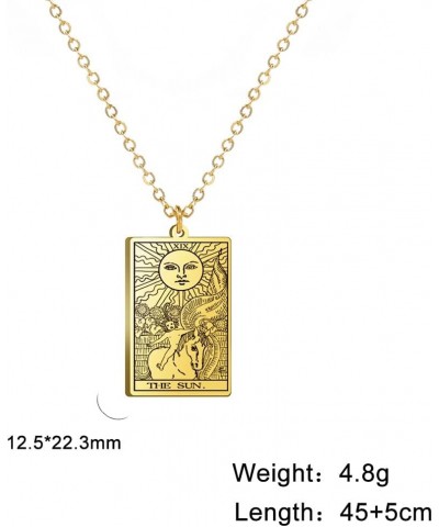 Stainless Steel Tarot Cards Necklace Vintage Tarot Jewelry Good Luck Amulet Pendants for Women Gold-THE SUN $8.66 Necklaces