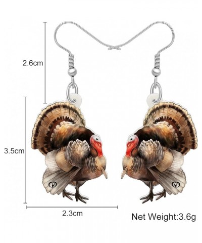 Acrylic Thanksgiving Anime Turkey Chicken Earrings For Women kid Girl Fashion Charm Jewelry Gifts Chocolate $6.04 Earrings