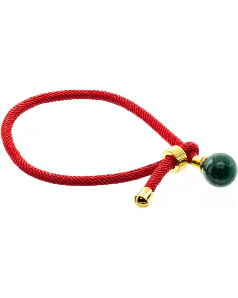 Red Rope Adjustable Bracelet with Genuine Bead Attached, 7.5" max length malachite $13.14 Bracelets