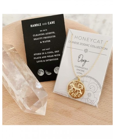 HONEYCAT Chinese Zodiac Coin Necklace in Gold, Rose Gold, or Silver | Minimalist, Delicate Jewelry Dog Rose Gold $18.69 Neckl...