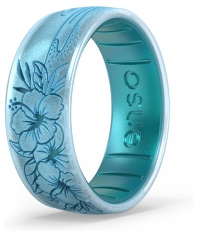 Etched Classic Silicone Rings - Comfortable and Flexible Design - 8mm Wide, 2.16 Thick Hibiscus Beach 3 $24.29 Others