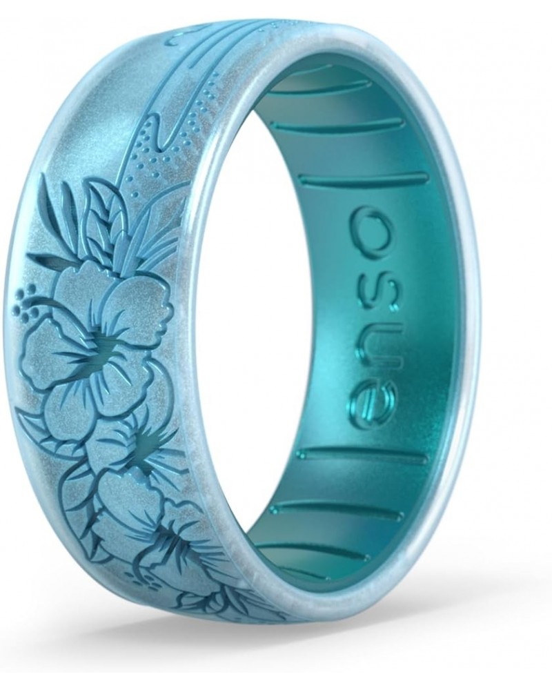 Etched Classic Silicone Rings - Comfortable and Flexible Design - 8mm Wide, 2.16 Thick Hibiscus Beach 3 $24.29 Others