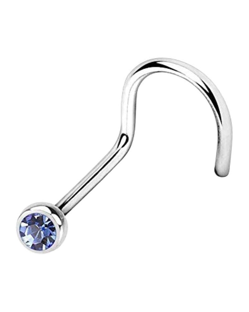 Press Fit Gem Ball 316L Surgical Steel Nose Screw Rings Size: 20GA, Ball Size: 2.5mm, Blue $9.11 Body Jewelry