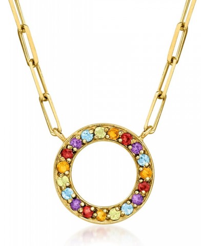 0.69 ct. t.w. Multi-Gemstone Circle Paper Clip Link Necklace in 18kt Gold Over Sterling. 18 inches $43.68 Necklaces