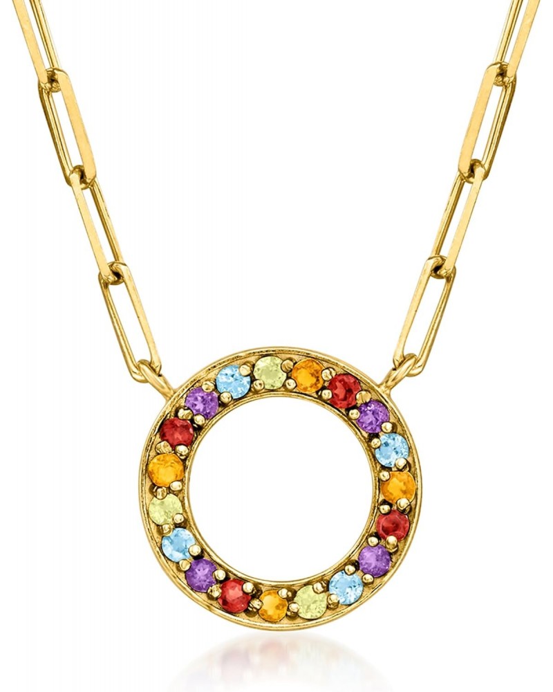 0.69 ct. t.w. Multi-Gemstone Circle Paper Clip Link Necklace in 18kt Gold Over Sterling. 18 inches $43.68 Necklaces