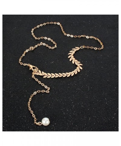 Snake Chain Necklace for Women Gold Herringbone Necklace for Teen Girls Trendy Y Necklace Lariat Long Drop Neckalce leaf $8.9...