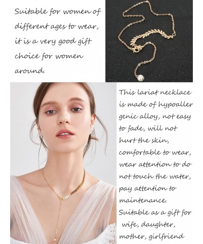 Snake Chain Necklace for Women Gold Herringbone Necklace for Teen Girls Trendy Y Necklace Lariat Long Drop Neckalce leaf $8.9...