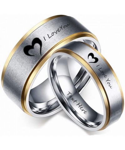 Personalized His Her Ring Set for Couples,2Pcs Stainless Steel Name Date Coordinate Engraved Comfort Fit Couples Ring for him...