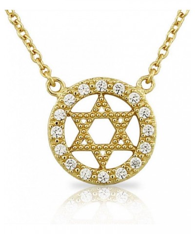 925 Sterling Silver White Clear CZ Jewish Star of David Pendant Necklace Yellow $14.40 Necklaces