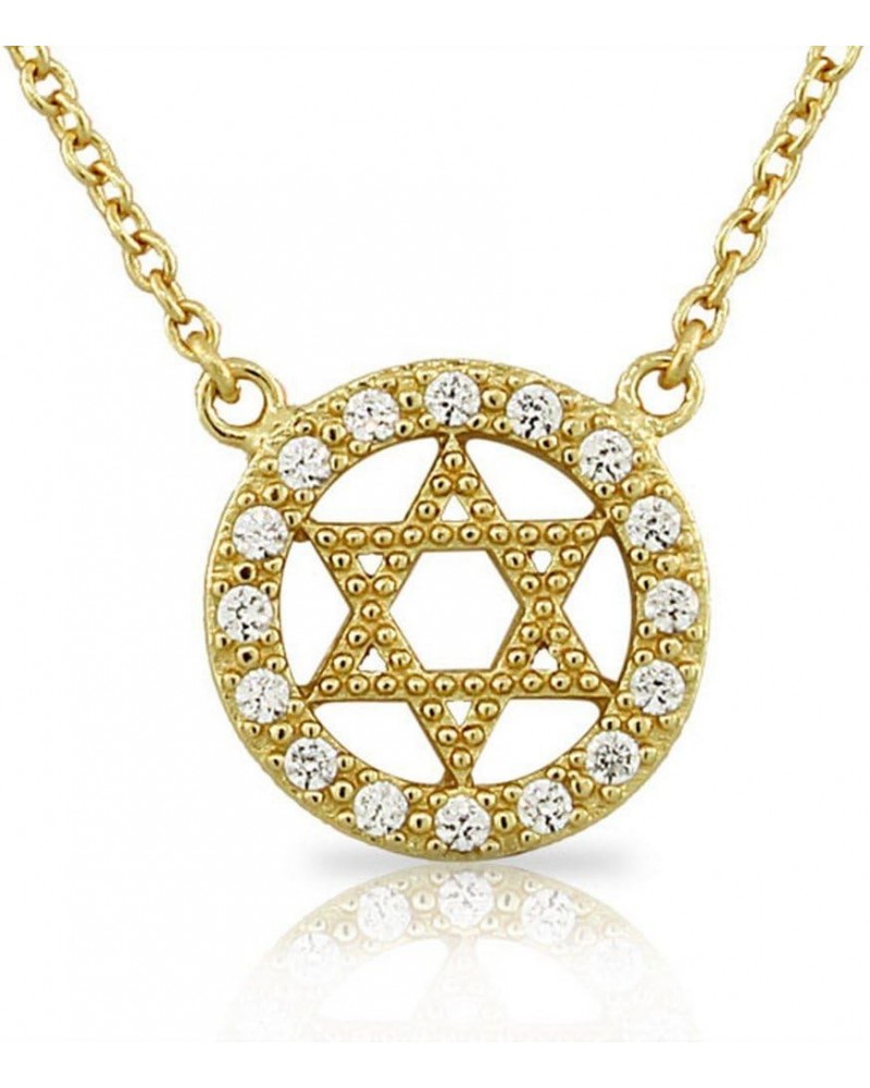 925 Sterling Silver White Clear CZ Jewish Star of David Pendant Necklace Yellow $14.40 Necklaces