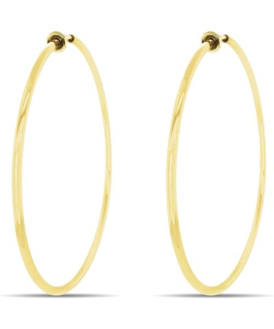 Clip On Hoop Earrings for Women - Silver and Gold-Tone Brass Spring Hoops for Non-Pierced Ears Gold XXL $11.99 Earrings