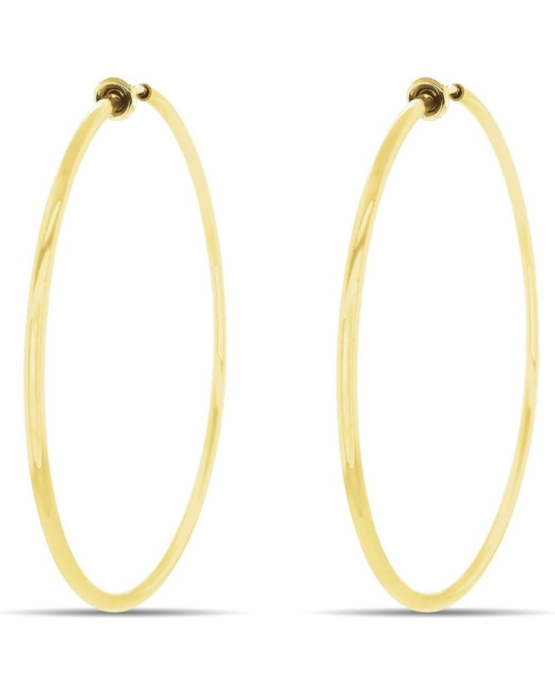 Clip On Hoop Earrings for Women - Silver and Gold-Tone Brass Spring Hoops for Non-Pierced Ears Gold XXL $11.99 Earrings