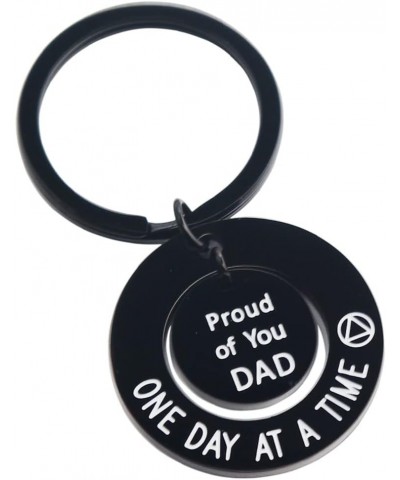 Sobriety Gift for Men Women One Day At a Time Keychain Proud of You Dad Mom NA AA Addiction Recovery Gifts Proud of You Dad--...