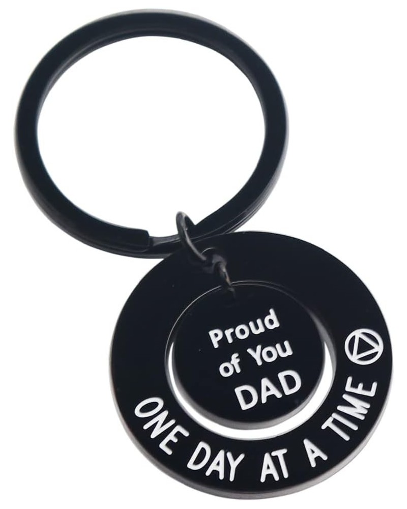 Sobriety Gift for Men Women One Day At a Time Keychain Proud of You Dad Mom NA AA Addiction Recovery Gifts Proud of You Dad--...