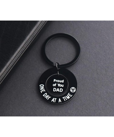 Sobriety Gift for Men Women One Day At a Time Keychain Proud of You Dad Mom NA AA Addiction Recovery Gifts Proud of You Dad--...