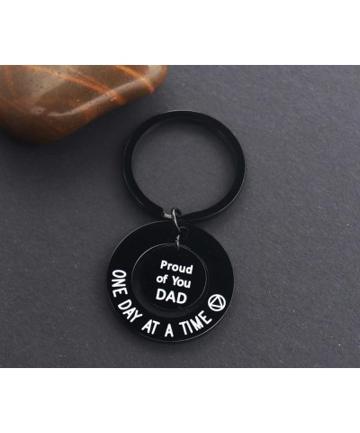 Sobriety Gift for Men Women One Day At a Time Keychain Proud of You Dad Mom NA AA Addiction Recovery Gifts Proud of You Dad--...