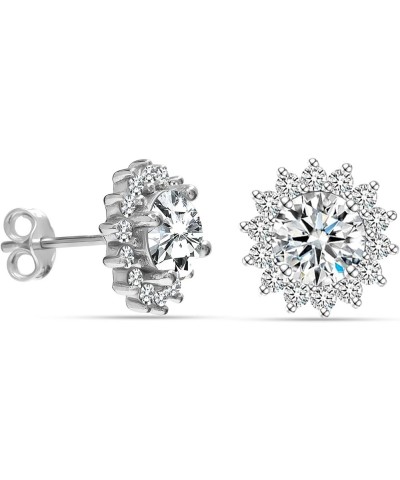 925 Sterling Silver Zirconia Stud Earrings Lightweight Fashion Pearl Stud Earring for Women Teen CZ Sunflower $12.47 Earrings