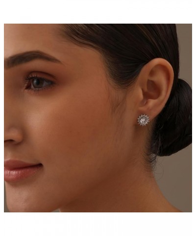 925 Sterling Silver Zirconia Stud Earrings Lightweight Fashion Pearl Stud Earring for Women Teen CZ Sunflower $12.47 Earrings