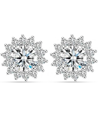 925 Sterling Silver Zirconia Stud Earrings Lightweight Fashion Pearl Stud Earring for Women Teen CZ Sunflower $12.47 Earrings