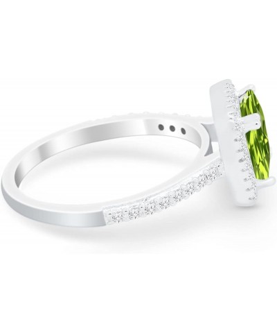 Halo Princess Cut Wedding Engagement Bridal Ring Round Cubic Zirconia 925 Sterling Silver Simulated Peridot Cubic Zirconia $1...