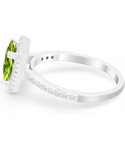 Halo Princess Cut Wedding Engagement Bridal Ring Round Cubic Zirconia 925 Sterling Silver Simulated Peridot Cubic Zirconia $1...