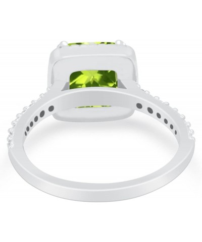 Halo Princess Cut Wedding Engagement Bridal Ring Round Cubic Zirconia 925 Sterling Silver Simulated Peridot Cubic Zirconia $1...