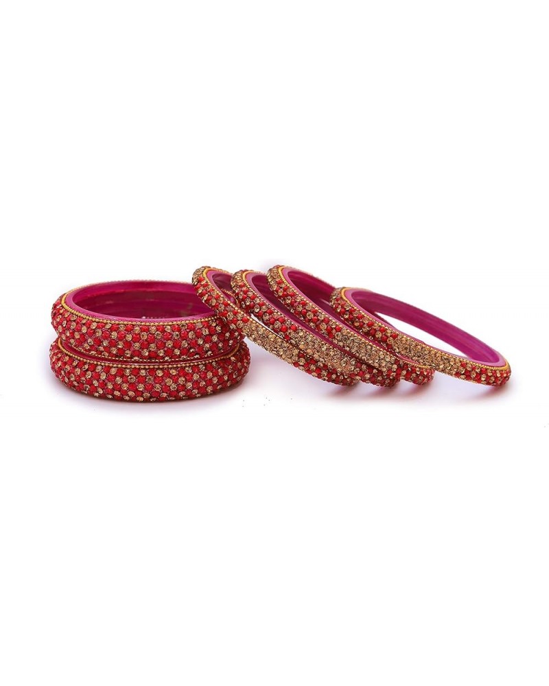 Indian Glass Bangles Set for Women & Girls, Indian Jewelry (Pack of 6 Bangles) RED 2-8 Large $10.79 Bracelets