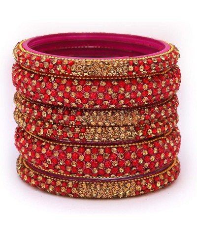 Indian Glass Bangles Set for Women & Girls, Indian Jewelry (Pack of 6 Bangles) RED 2-8 Large $10.79 Bracelets