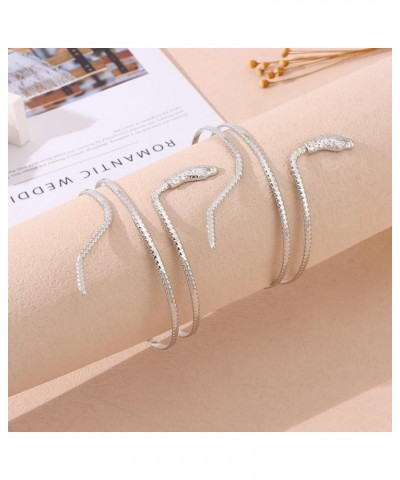 2PCS Upper Arm Cuff Bracelet Bangle for Women Silver Gold Adjustable Armband Armlets Minimalist Simple Open Arm Cuff Jewelry ...